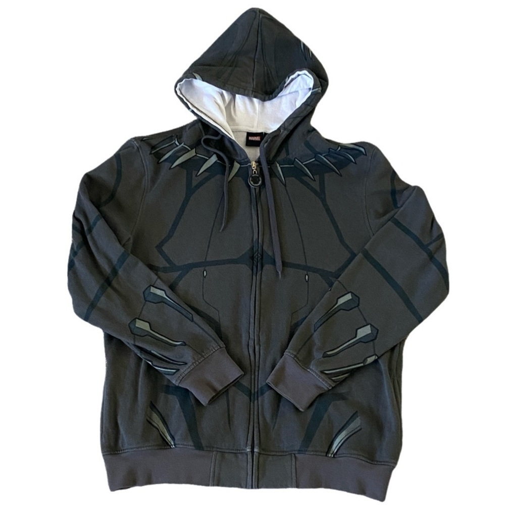 Marvel Black Panther Dark Gray Hoodie. Size M. Full-Zip with Pockets.